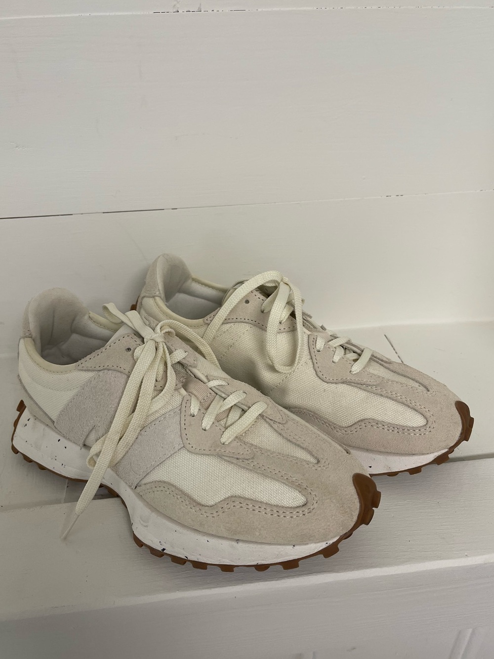 New Balance 327 Turtledove Angora Cream Suede Sneakers Women’s